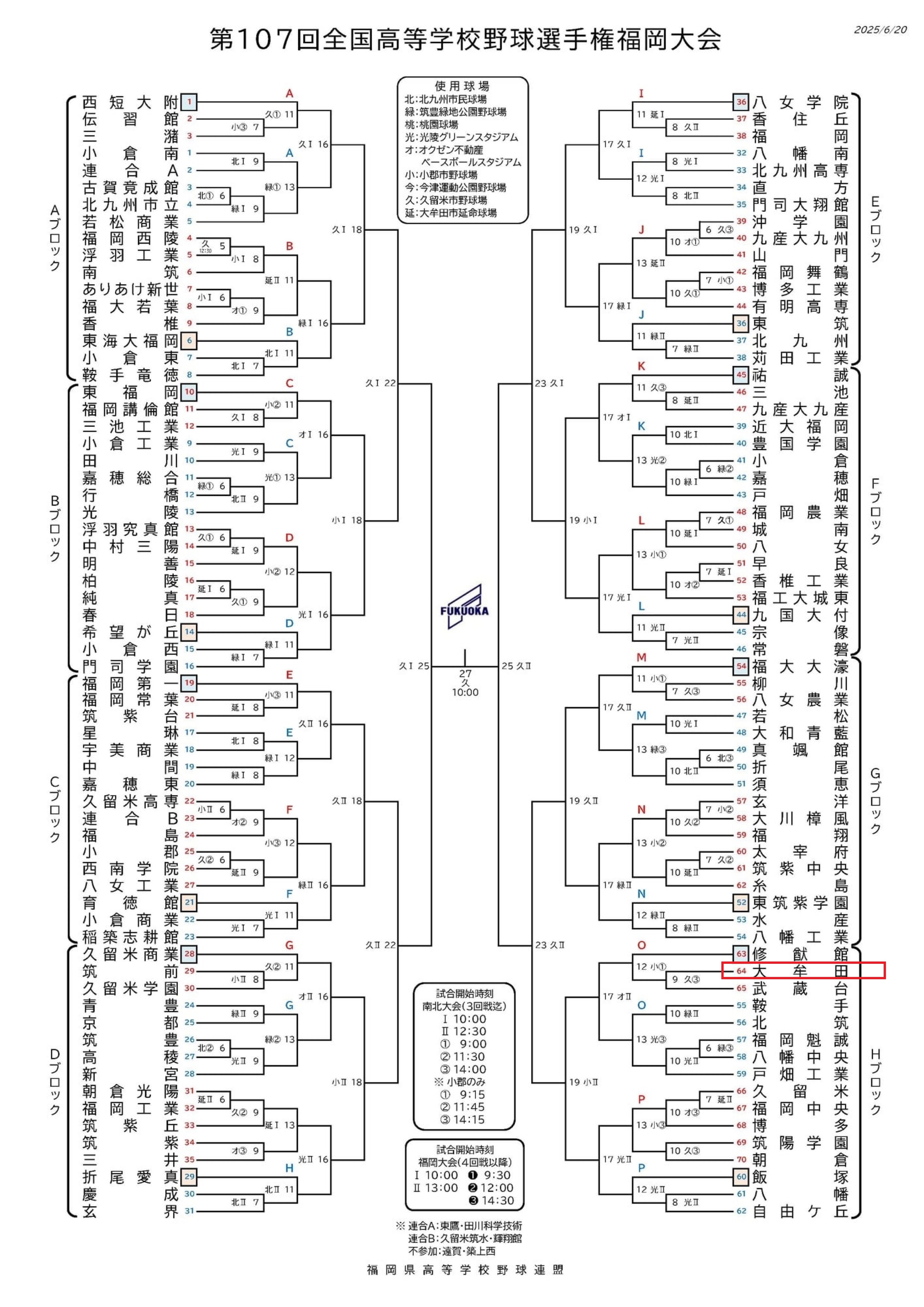 第107回全国高等学校野球選手権福岡大会